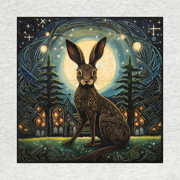 Hare, Pagan Hare, Pagan Art, Moon, Animal, by thewandswant